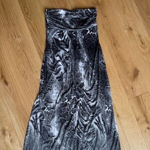Y2K body central animal print tube top maxi dress